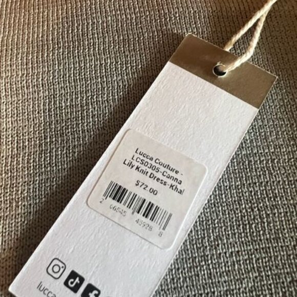 Lucca Women's Ribbed Midi Dress Square neckline Elegant and versatile gray - Picture 7 of 8